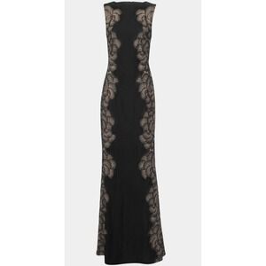 Tadashi Shoji Black Beige Floral Lace Contour Mermaid Gown Dress Mens 14